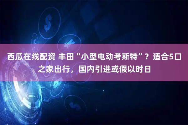 西瓜在线配资 丰田“小型电动考斯特”？适合5口之家出行，国内引进或假以时日